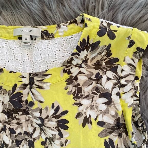 J. Crew Silk crochet Eyelet Spliced Blouse, 00 - Picture 3 of 10